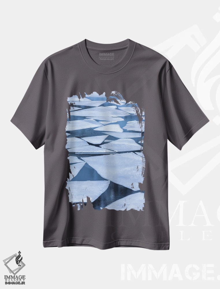 تیشرت طوسی طرح دار Lofoten Islands Broken Ice On Lake Storvatent,نروژ، جزایر لوفوتن، یخ های شکسته روی دریاچه استورواتنت اثر هولیس لونی