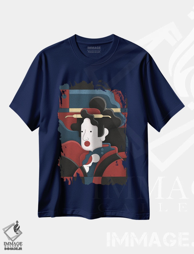 تیشرت سرمه ای طرح دار دختر ادو اثر جان باتالگازی