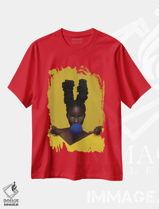 تیشرت قرمز طرح دار رنگ ها اثر هری ادونزه