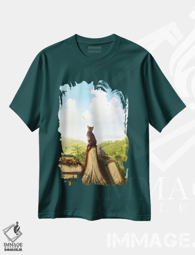 تیشرت سبز طرح دار داستان های گربه ای اثر دیوگو وریسی مو