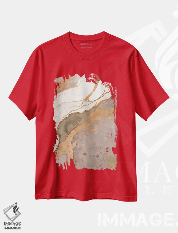 تیشرت قرمز طرح دار مرمر انتزاعی خاکستری II اثر هلو مورائس