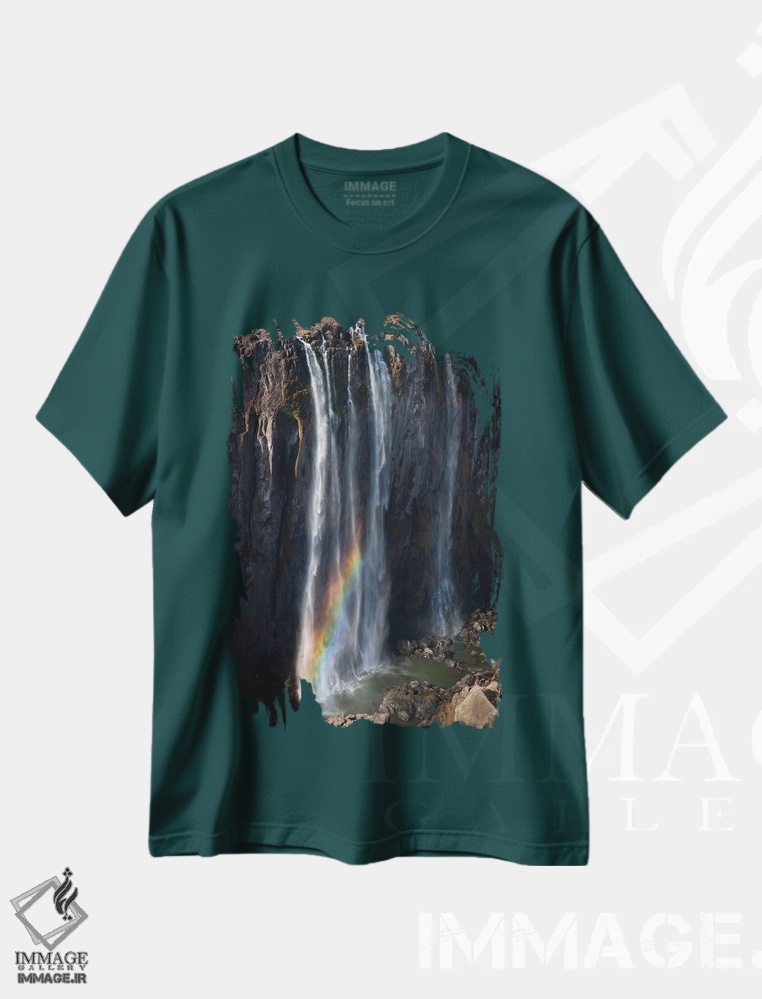 تیشرت سبز طرح دار Zimbabwe, Victoria Falls. Rainbow at Victoria Falls.,آفریقا، زیمبابوه، آبشار ویکتوریا. رنگین کمان در آبشار ویکتوریا اثر جینز گالری