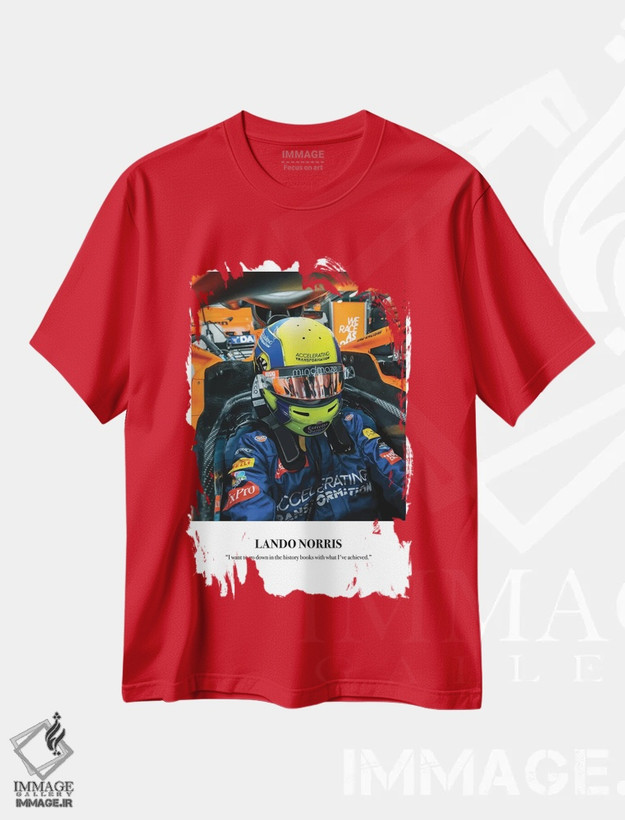 تیشرت قرمز طرح دار کابین لاندو نوریس اثر آوی سیکس