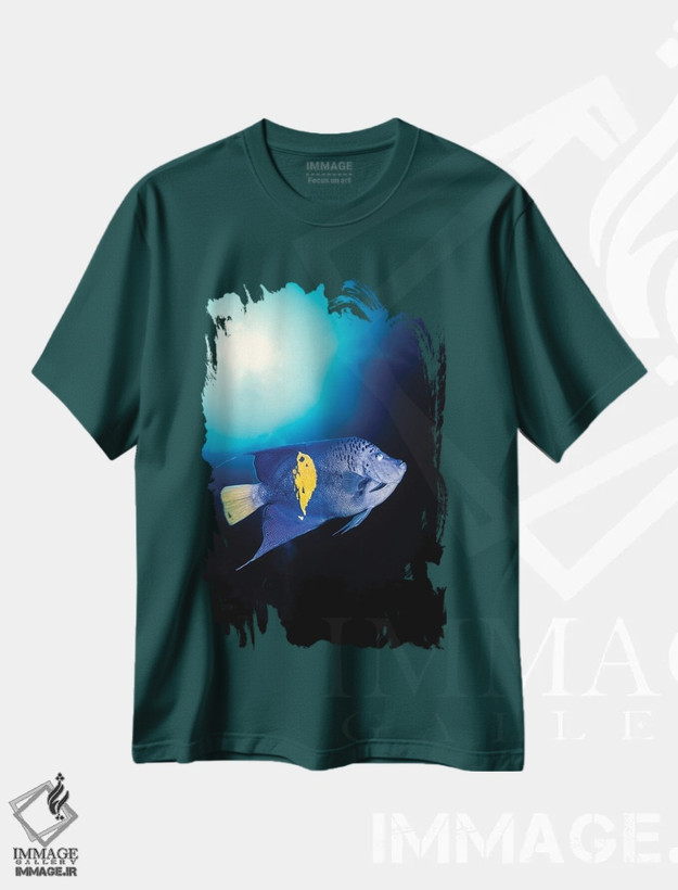 تیشرت سبز طرح دار Pomacanthus Maculosus, Red Sea, Egypt,یک ماهی فرشته ای بلو مون، دریای سرخ، مصر اثر دیوید فلیتهام