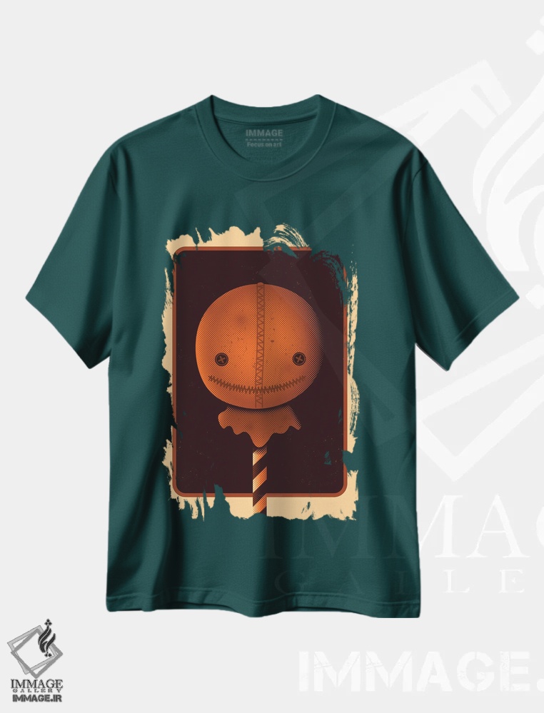 تیشرت سبز طرح دار سم پاپ اثر برگر بولت