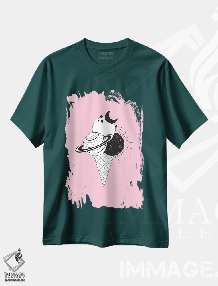 تیشرت سبز طرح دار بستنی سیاره ای اثر امانوئلا کاراتونی