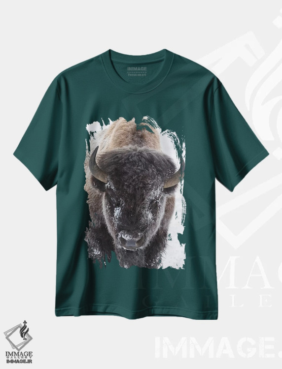تیشرت سبز طرح دار Yellowstone National Park,گاومیش کوهان دار آمریکایی، پارک ملی یلواستون اثر کن آرچر