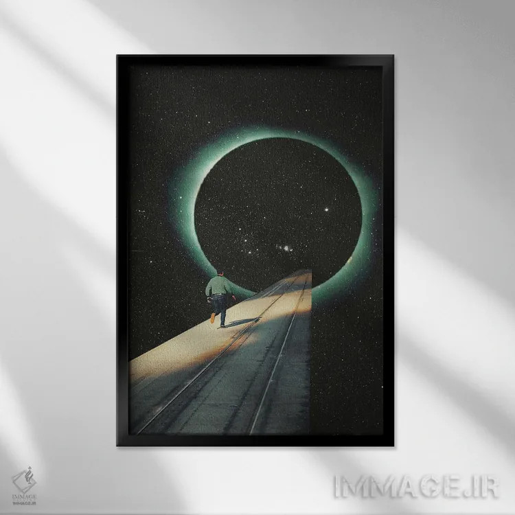تابلو دکوراتیو "فرار به درون خلا" اثر فرانک موس - نمای قابدار مشکی
