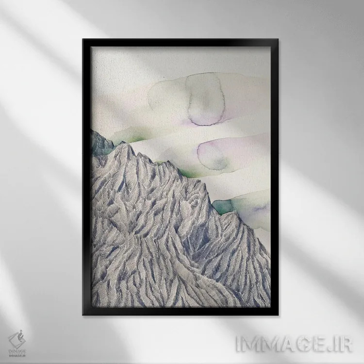 تابلو مینیمال آسمان کوهستانی اثر فلاویا کودمی - نمای قابدار مشکی