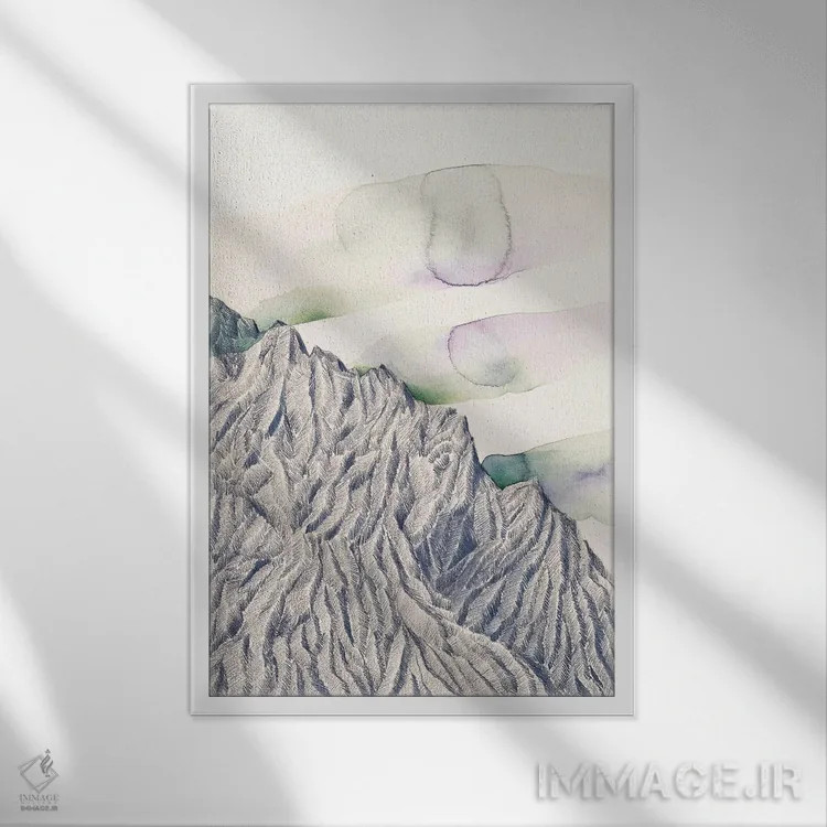 تابلو مینیمال آسمان کوهستانی اثر فلاویا کودمی - نمای قابدار سفید