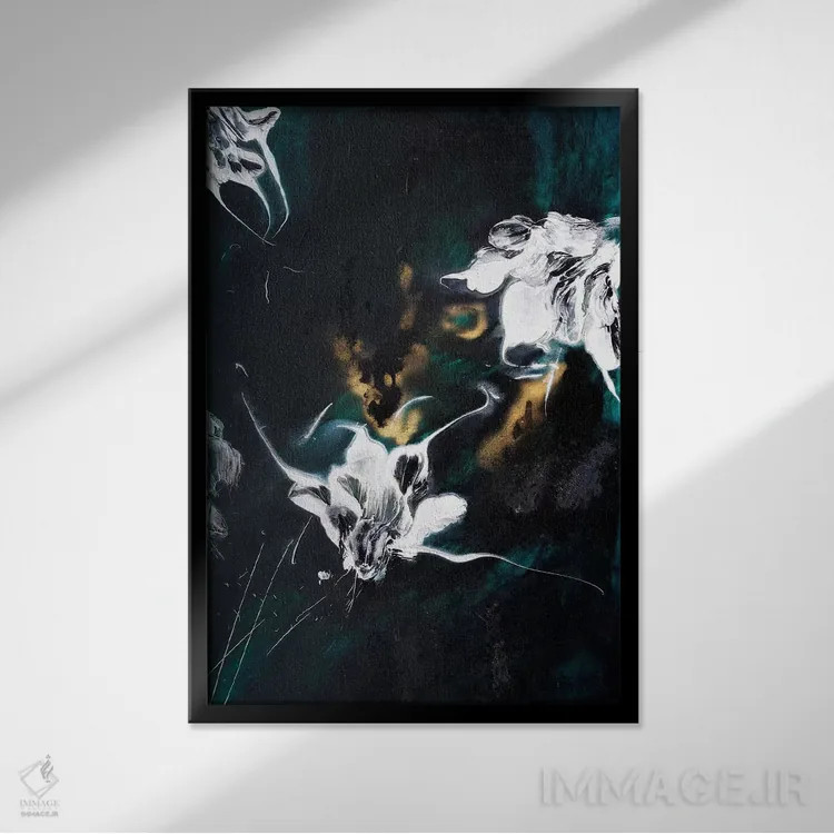 تابلو انتزاعی شکوفه زدن دانوب III اثر فرانسواز واتره - نمای قابدار مشکی
