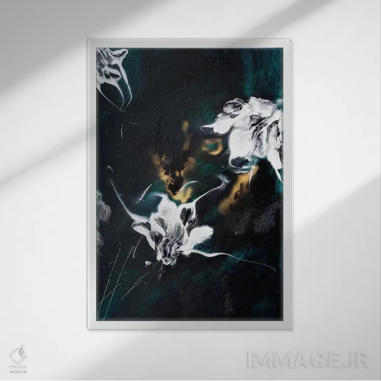 تابلو انتزاعی شکوفه زدن دانوب III اثر فرانسواز واتره - نمای قابدار سفید