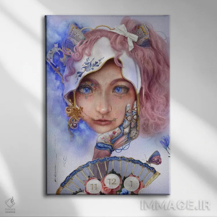تابلو دکوراتیو چینی آبی اثر فیبل - نمای روبهرو روی دیوار