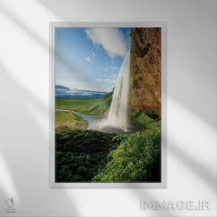 تابلو دکوراتیو آبشار سلیالاندسفوس اول، سودورلند، ایسلند اثر گارث مک کورمک - نمای قابدار سفید