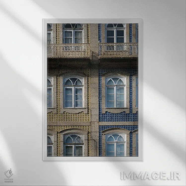 تابلو دکوراتیو زرد و آبی اثر گیلیارد برسسان - نمای قابدار سفید