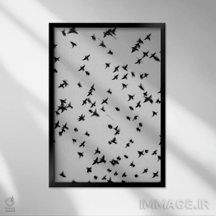 تابلو دکوراتیو پرستوها اثر گیلیارد برسسان - نمای قابدار مشکی