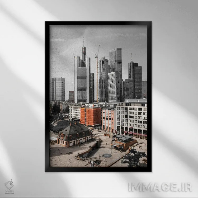 تابلو دکوراتیو فرانکفورت آم ماین اثر گیلیارد برسسان - نمای قابدار مشکی