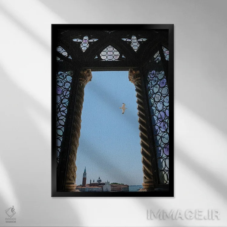 تابلو دکوراتیو مناظر ونیز اثر گیلیارد برسسان - نمای قابدار مشکی