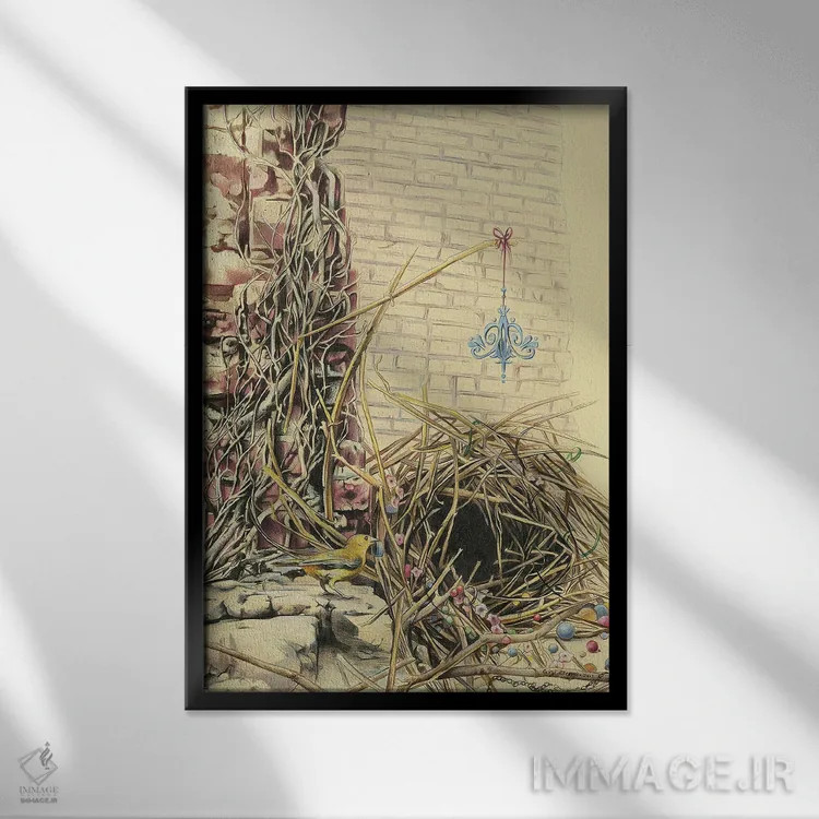 تابلو دکوراتیو مکان ساختاریافته اثر گیگی چن - نمای قابدار مشکی