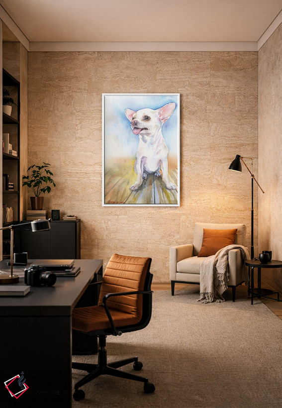 تابلو دکوراتیو چیهواهوا سفید اثر جورج دیاچنکو - D6W