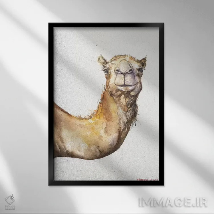 تابلو دکوراتیو شتر اثر جورج دیاچنکو - نمای قابدار مشکی