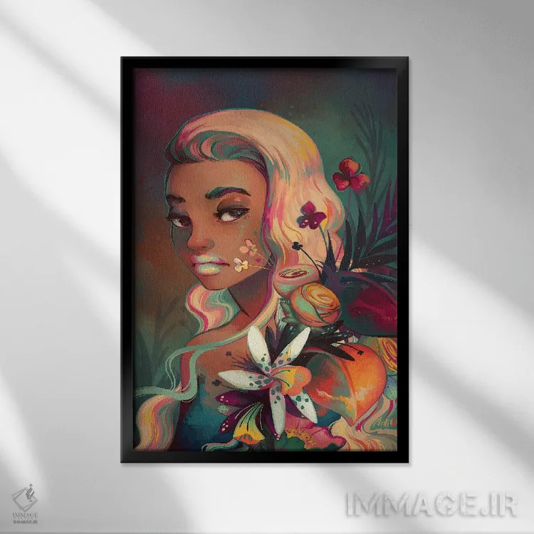 تابلو دکوراتیو گل اثر ژنووا بی - نمای قابدار مشکی