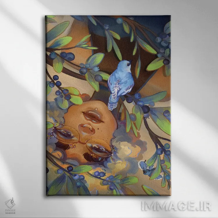 تابلو دکوراتیو بلوبری ها اثر ژنووا بی - نمای روبهرو روی دیوار