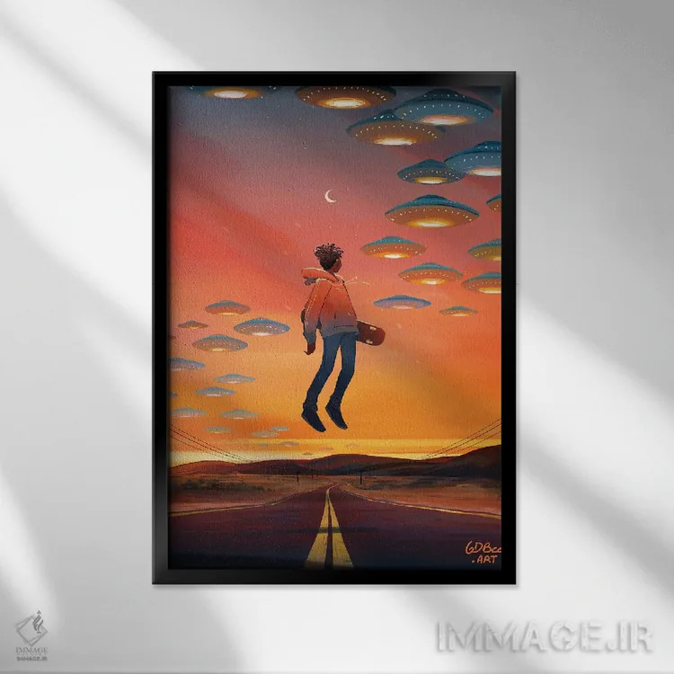 تابلو دکوراتیو ترک کردن اثر ژنووا بی - نمای قابدار مشکی
