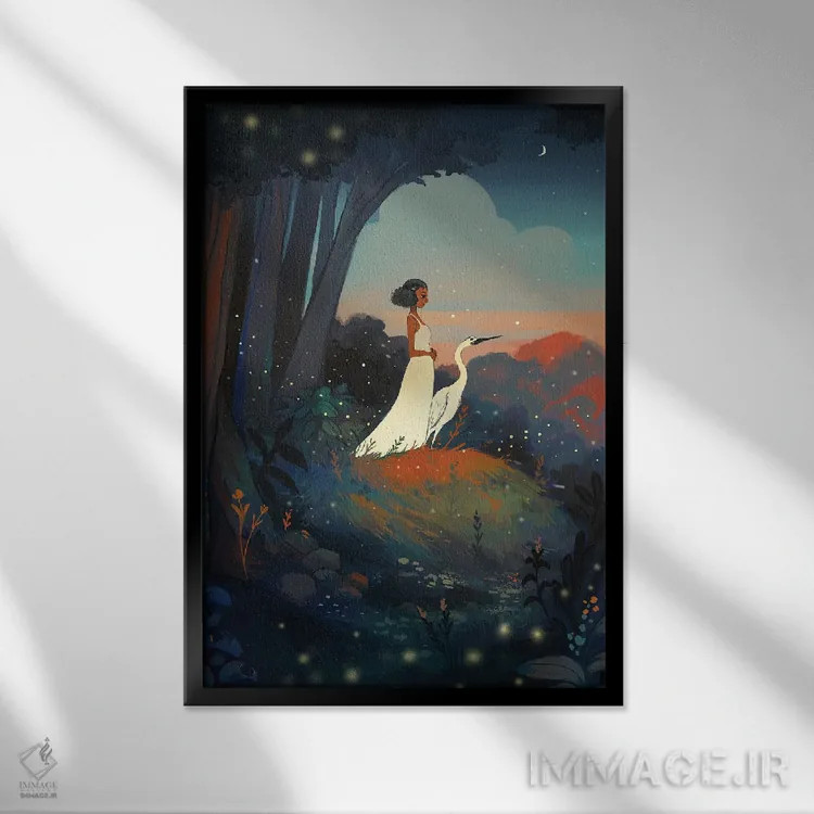 تابلو دکوراتیو چراغ های شب اثر ژنووا بی - نمای قابدار مشکی