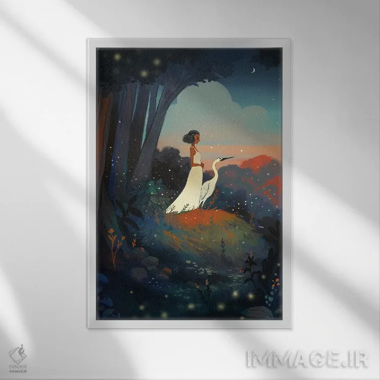 تابلو دکوراتیو چراغ های شب اثر ژنووا بی - نمای قابدار سفید
