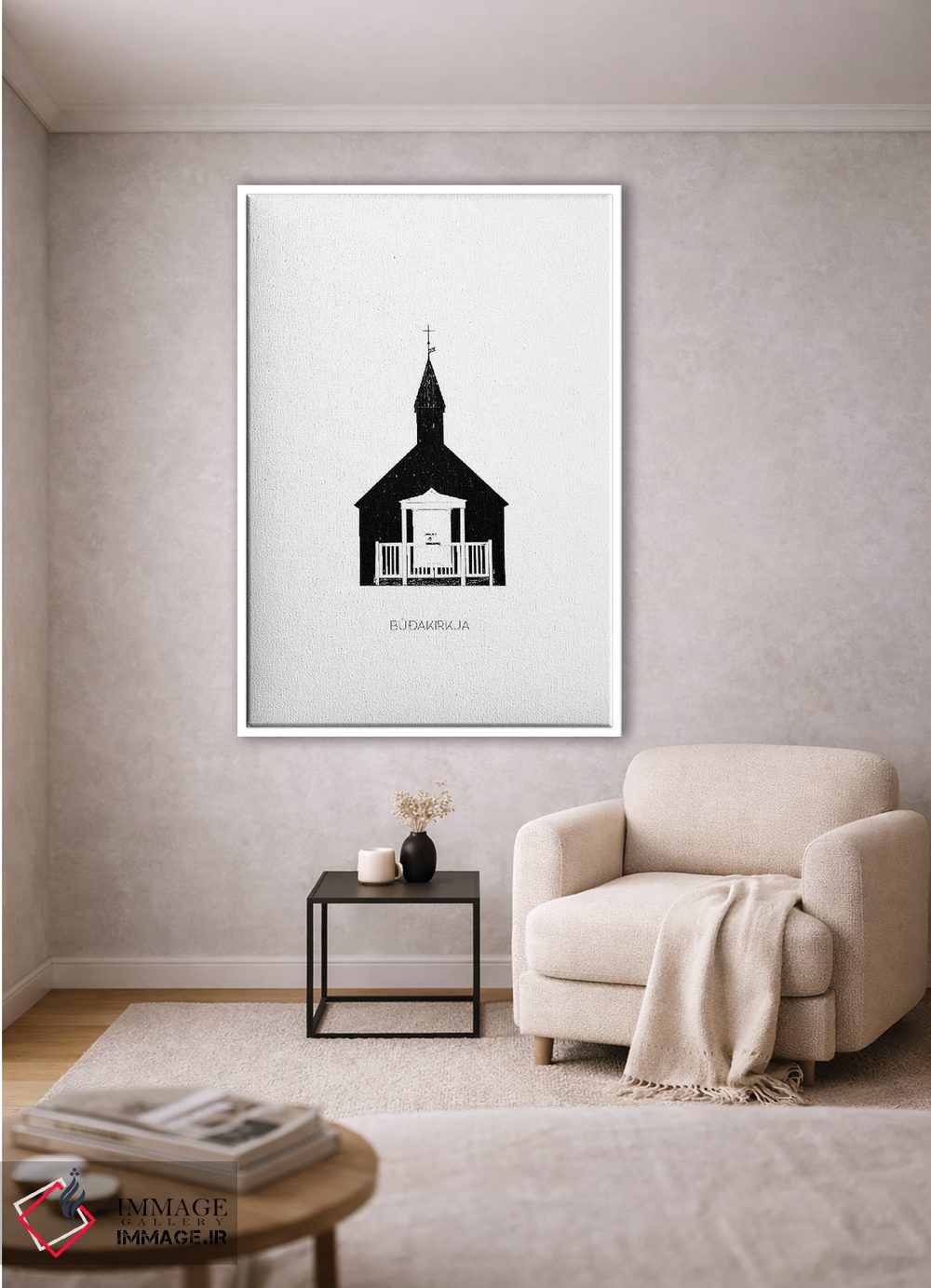 تابلو مینیمال کلیسای سیاه III ایسلند اثر مونیکا استریگل - D1W