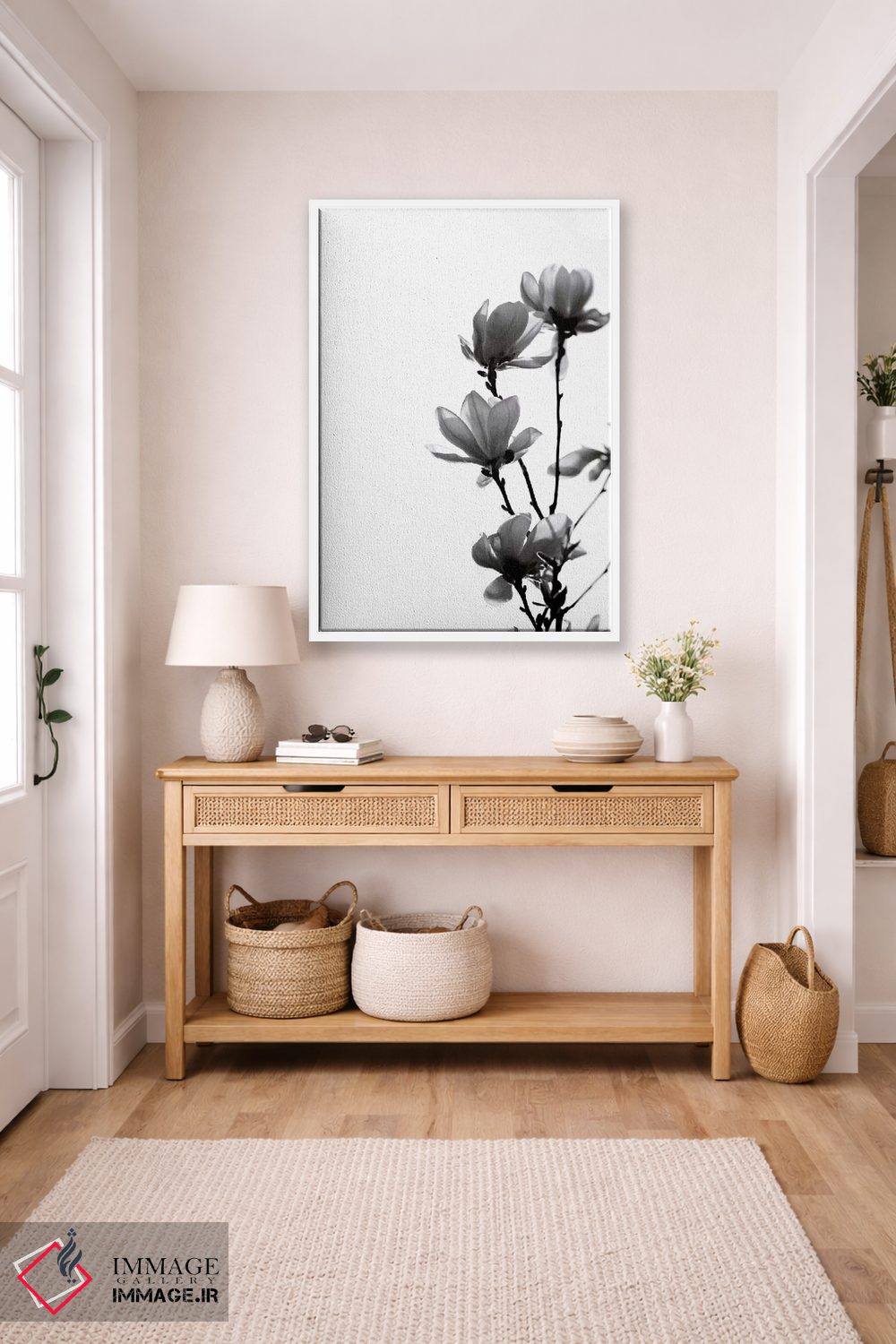 تابلو مینیمال مگنولیا سیاه اثر مونیکا استریگل - D6W