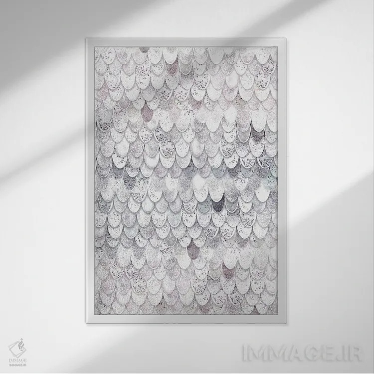 تابلو انتزاعی پری دریایی جادویی سفید اثر مونیکا استریگل - نمای قابدار سفید