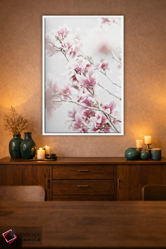 تابلو دکوراتیو مگنولیا صورتی سفید اثر مونیکا استریگل - D3W