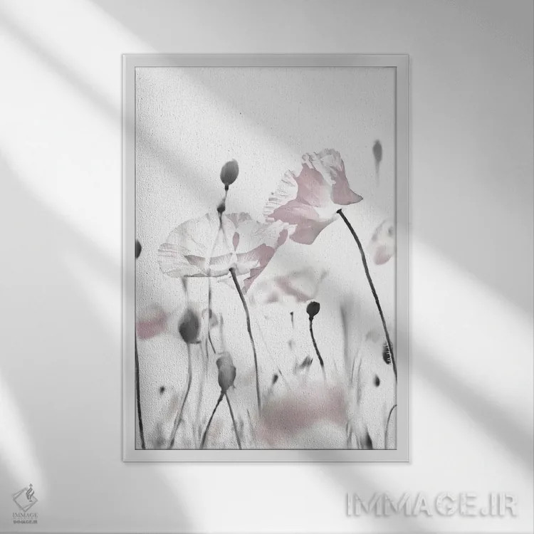 تابلو مدرن شقایق سفید I اثر مونیکا استریگل - نمای قابدار سفید