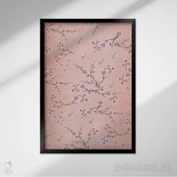 تابلو مدرن ساکورا عاشقانه سرخ گونه VI اثر مونیکا استریگل - نمای قابدار مشکی