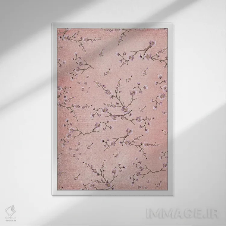 تابلو مدرن ساکورا عاشقانه سرخ گونه VI اثر مونیکا استریگل - نمای قابدار سفید