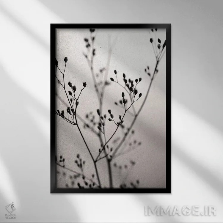 تابلو مینیمال گل وحشی مخملی تیره I اثر مونیکا استریگل - نمای قابدار مشکی