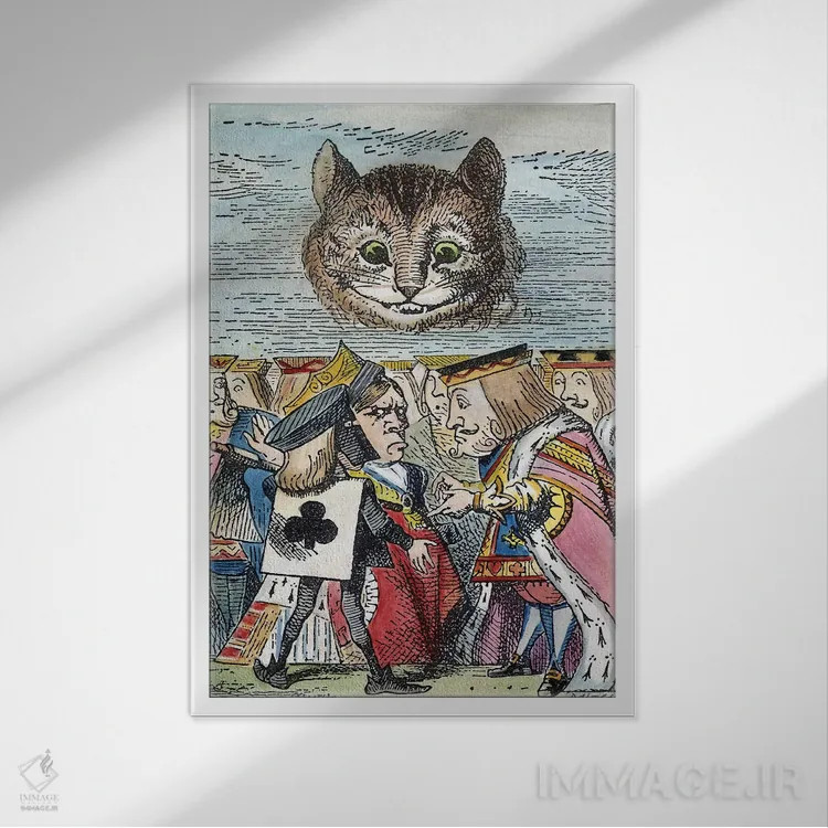 تابلو دکوراتیو گربه چشایر، ۱۸۶۵ اثر جان تنیل - نمای قابدار سفید