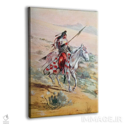 تابلو دکوراتیو جنگجوی بومی آمریکایی اثر اولاف کارل سلتر - نمای پرسپکتیو محصول