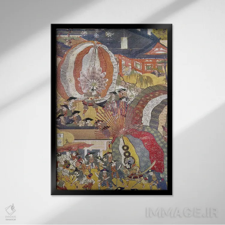 تابلو دکوراتیو کیوتو: جشنواره گیون - نمای قابدار مشکی