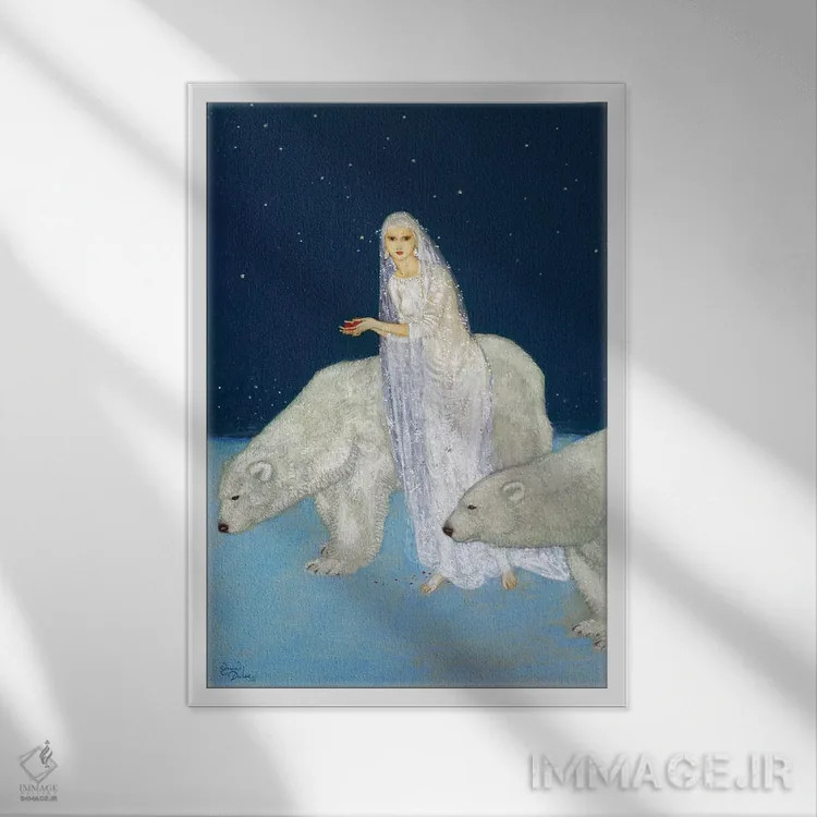 تابلو دکوراتیو 1915,دوشیزه یخی، ۱۹۱۵ اثر ادموند دولاک - نمای قابدار سفید