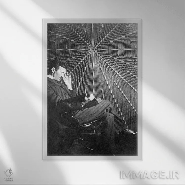 تابلو دکوراتیو نیکولا تسلا - نمای قابدار سفید