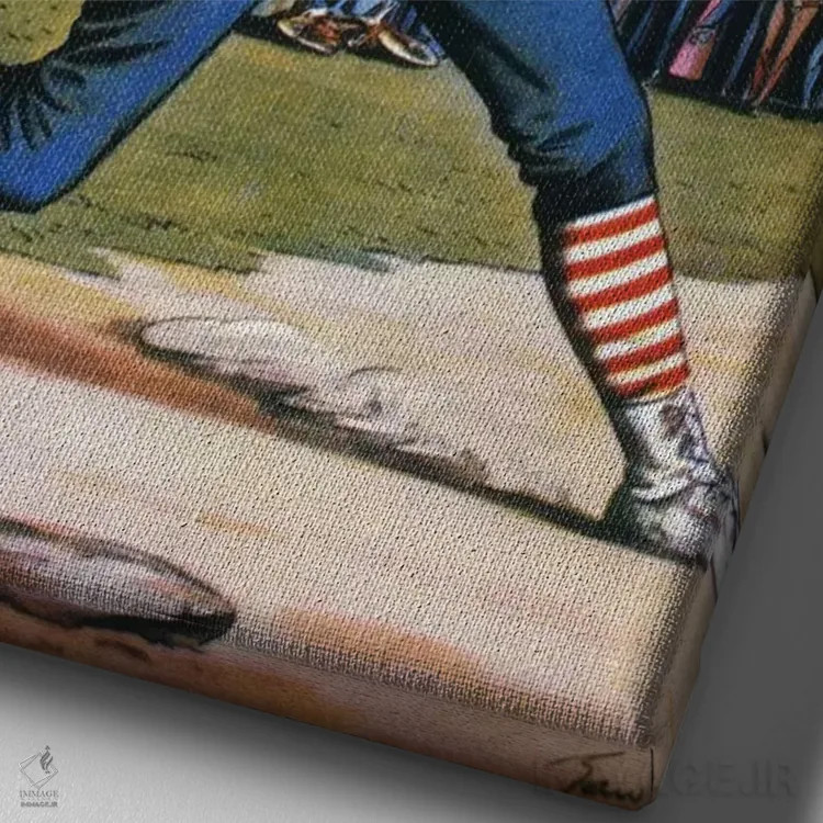 تابلو دکوراتیو 1888,کیسی کنار ضربه، ۱۸۸۸ اثر ادوارد ویلسون - نمای نزدیک بافت بوم
