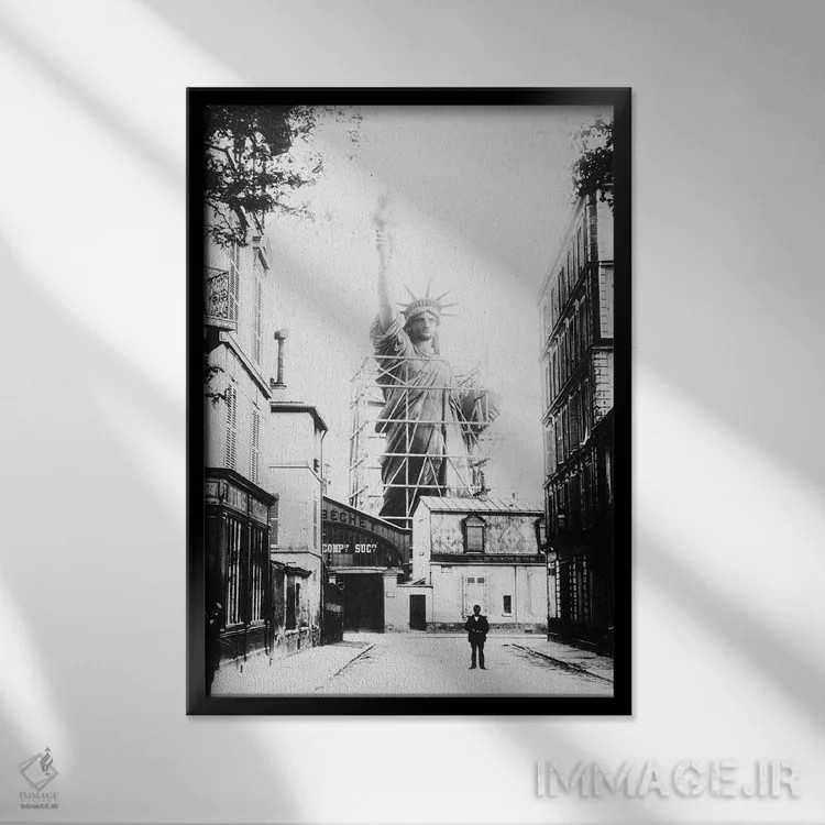 تابلو دکوراتیو Paris,تندیس آزادی، پاریس - نمای قابدار مشکی