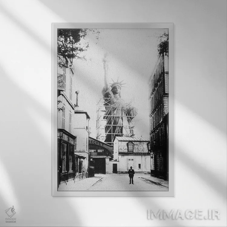 تابلو دکوراتیو Paris,تندیس آزادی، پاریس - نمای قابدار سفید