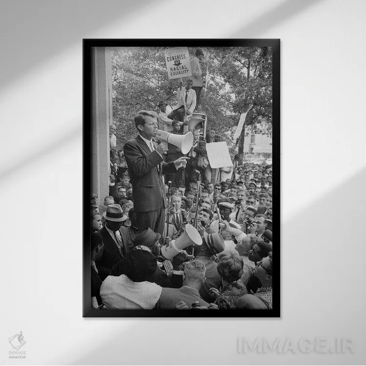 تابلو دکوراتیو رابرت اف کندی اثر وارن کی. لفلر - نمای قابدار مشکی