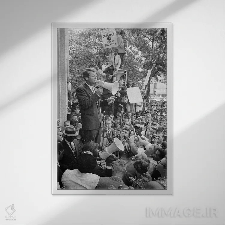 تابلو دکوراتیو رابرت اف کندی اثر وارن کی. لفلر - نمای قابدار سفید