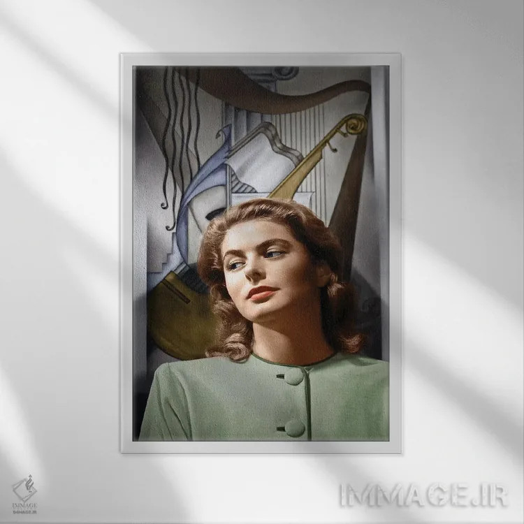 تابلو دکوراتیو اینگرید برگمن اثر گرنجر - نمای قابدار سفید