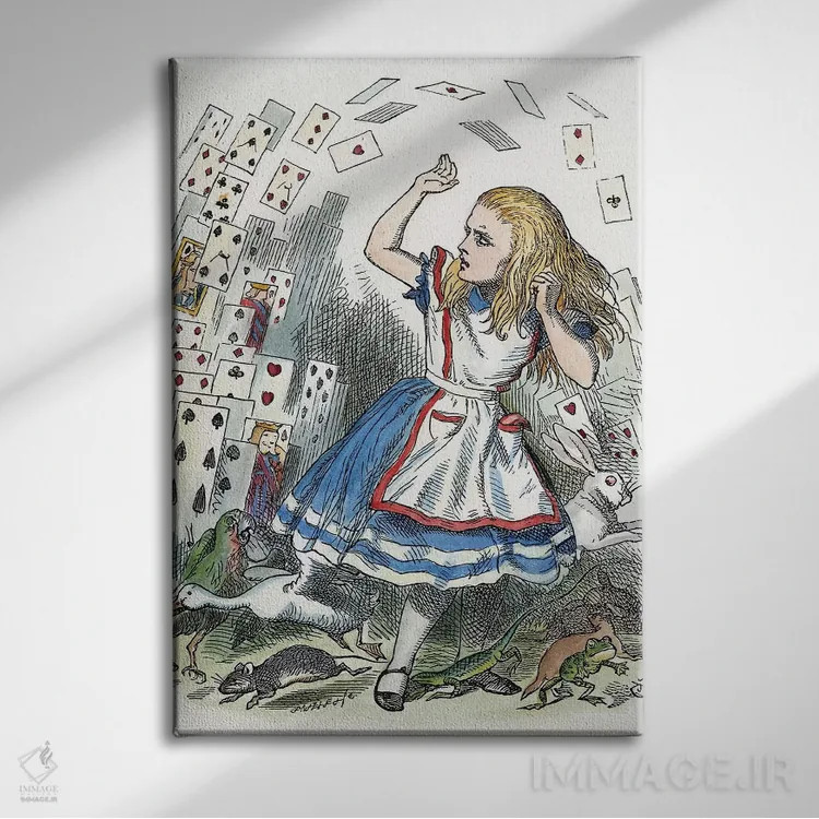 تابلو دکوراتیو 1865,آلیس در سرزمین عجایب، ۱۸۶۵ اثر جان تنیل - نمای روبهرو روی دیوار